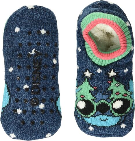 Disney Women's Lilo & Stitch Holiday Single Cuffer Slipper Socks, Blue Assorted, 9-11, Blue Assorted, 9-11 in Kuwait