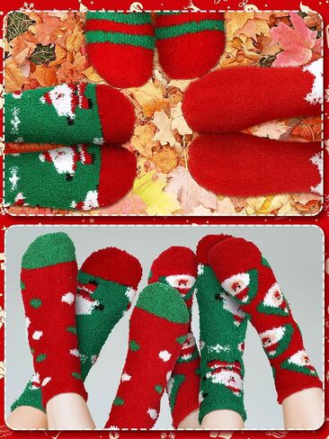 Hoosige 100 Pairs Christmas Fuzzy Socks Women Kids Winter Xmas Slipper Stocking Bulk for Homeless Holiday Gift in Kuwait