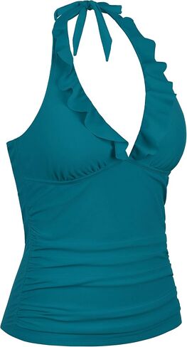 ملابس سباحة نسائية من Coastal Rose ذات رسن تانكيني علوي مكشكش ورقبة على شكل حرف V مكشكشة للتحكم في البطن in Kuwait