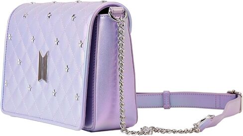 Loungefly BTS Logo Iridescent Purple Faux Leather Crossbody Bag in Saudi Arabia