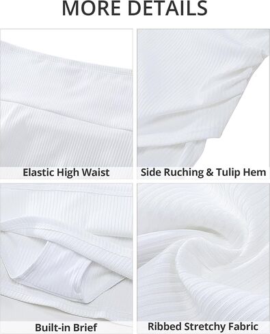 GRAPENT Women's High Waisted Bikini Swim Skirt Bottoms Ruched Ribbed Bathing Suit Skirts Tulip Tankini Swimsuit Bottom in Saudi Arabia