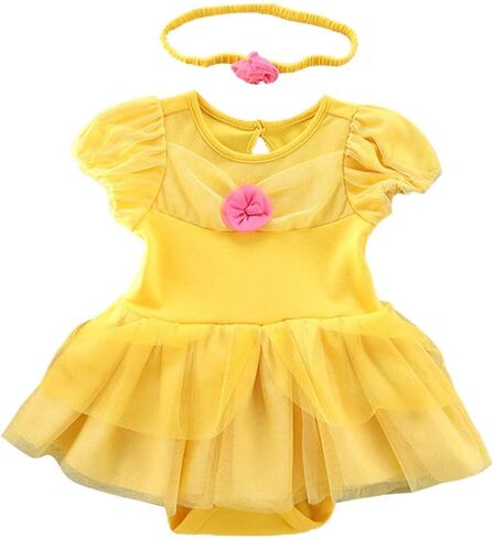 HOIZOSG Infant Baby Girls Princess Costume Birthday Bodysuit Romper Tutu Dress w/Headband Halloween Christmas Party Outfits in Kuwait