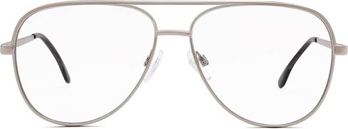 DYSAKER Classic Fake Clear Aviator Glasses Silvery Metal Frame Non Prescription Eyewear Men Women in Kuwait