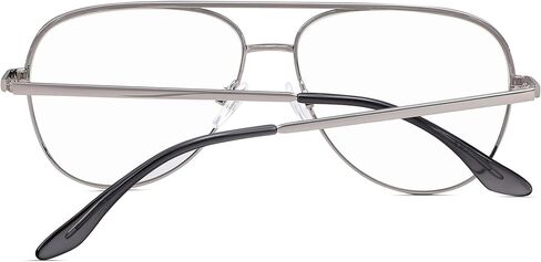 DYSAKER Classic Fake Clear Aviator Glasses Silvery Metal Frame Non Prescription Eyewear Men Women in Kuwait
