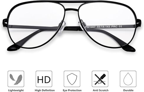 DYSAKER Classic Fake Clear Aviator Glasses Silvery Metal Frame Non Prescription Eyewear Men Women in Kuwait