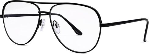DYSAKER Classic Fake Clear Aviator Glasses Silvery Metal Frame Non Prescription Eyewear Men Women in Kuwait