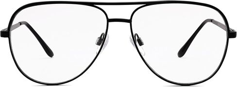 DYSAKER Classic Fake Clear Aviator Glasses Silvery Metal Frame Non Prescription Eyewear Men Women in Kuwait