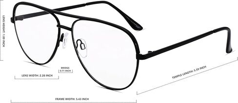 DYSAKER Classic Fake Clear Aviator Glasses Silvery Metal Frame Non Prescription Eyewear Men Women in Kuwait