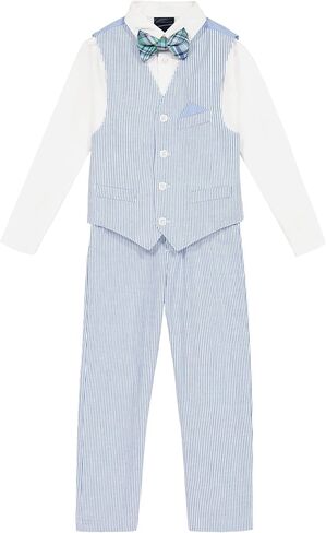 Tommy Hilfiger Boys 4-Piece Formal Suit Vest Set, Includes Dress Shirt, Dress Pants, Vest & Tie in Saudi Arabia