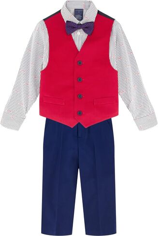 Tommy Hilfiger Boys 4-Piece Formal Suit Vest Set, Includes Dress Shirt, Dress Pants, Vest & Tie in Saudi Arabia