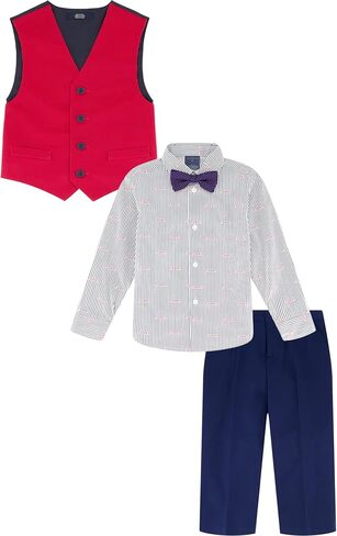 Tommy Hilfiger Boys 4-Piece Formal Suit Vest Set, Includes Dress Shirt, Dress Pants, Vest & Tie in Saudi Arabia