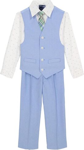 Tommy Hilfiger Boys 4-Piece Formal Suit Vest Set, Includes Dress Shirt, Dress Pants, Vest & Tie in Saudi Arabia