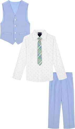 Tommy Hilfiger Boys 4-Piece Formal Suit Vest Set, Includes Dress Shirt, Dress Pants, Vest & Tie in Saudi Arabia