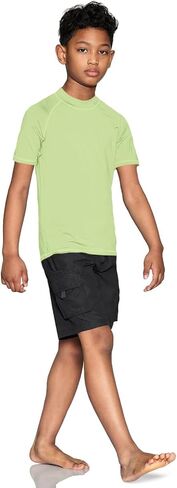 قميص سباحة TSLA UPF 50+ للشباب بأكمام قصيرة للحماية من الطفح الجلدي، قميص سباحة لركوب الأمواج من الأشعة فوق البنفسجية/عامل حماية من الشمس (SPF)، قميص سباحة مائي مائي in Kuwait