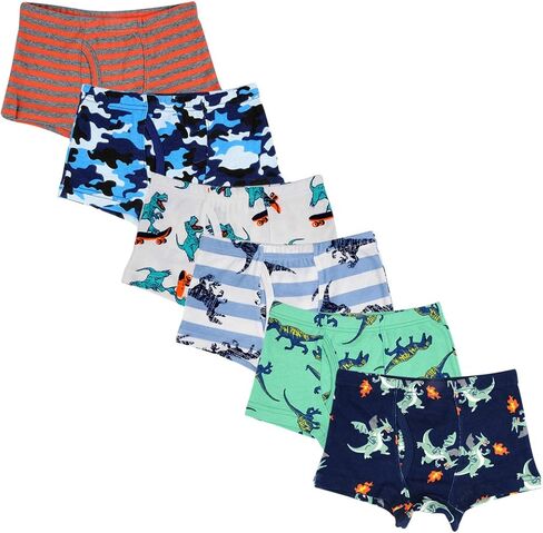 Closecret Kids Series Baby Soft Cotton Underwear Dinosaur Truck Shark Little Boys' Assorted Boxer & Briefs (Pack of 6) in Kuwait