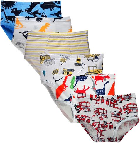 Closecret Kids Series Baby Soft Cotton Underwear Dinosaur Truck Shark Little Boys' Assorted Boxer & Briefs (Pack of 6) in Kuwait