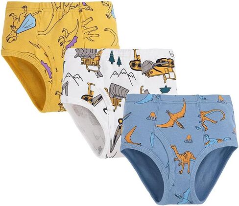 Closecret Kids Series Baby Soft Cotton Underwear Dinosaur Truck Shark Little Boys' Assorted Boxer & Briefs (Pack of 6) in Kuwait