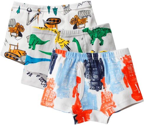 Closecret Kids Series Baby Soft Cotton Underwear Dinosaur Truck Shark Little Boys' Assorted Boxer & Briefs (Pack of 6) in Kuwait
