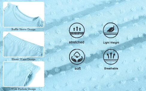 طقم شورت للفتيات من Ebifin مع جيبين جانبيين، قميص صيفي قصير الأكمام وسروال قصير in Kuwait