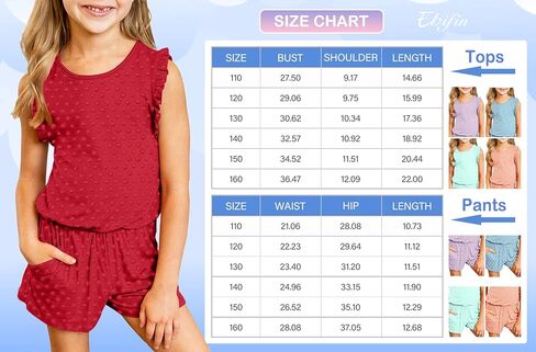 طقم شورت للفتيات من Ebifin مع جيبين جانبيين، قميص صيفي قصير الأكمام وسروال قصير in Kuwait