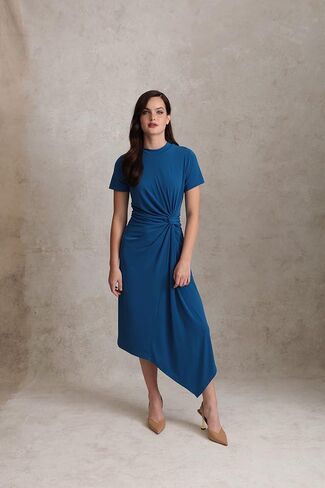 Maggy London Women's Short Sleeve Draped Front Matte Jersey Dress Career Office Workwear Event Occasion Guest of in Saudi Arabia