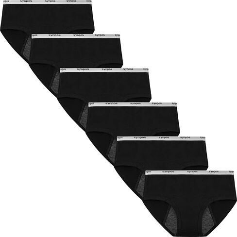 ملابس داخلية للفتيات المراهقات من SYNPOS، سراويل داخلية واقية من القطن العضوي مقاومة للتسرب، 6 قطع in Kuwait