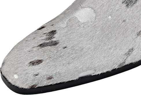 OSSTONE Men Chelsea Ankle Boots Leather Pony Hair Leopard Boot with Side Zipper Heel Boots JY012 in Kuwait