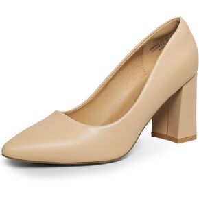 DREAM PAIRS Women's High Chunky Pointed Closed Toe Block Heels Wedding Classic Slip On Dress Pumps Shoes