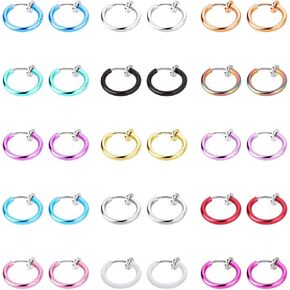 SAILIMUE 30 قطعة من حلقات الأنف المزيفة، حلقات حاجز وهمية للنساء والرجال، حلقات أنف صناعية، حلق غير مثقوب، مشبك على الأقراط، ثقب غضروف زائف، مجموعة حلقات الأنف الملونة الربيعية in Kuwait