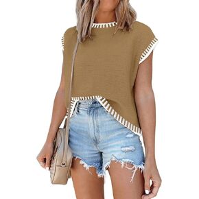 Disamer Womens Sleeveless Sweater Vest Summer Cap Sleeve Tops 2024 Clothes Spring Knit Pullover Shirts