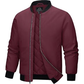 MAGCOMSEN Bomber Jackets for Men Winter Casual Quilted Jacket Warm Windproof Padded Jackets Zip Up Coats