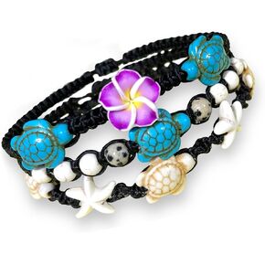 Bracelet Hawaiian Plumeria Flower Sea Turtle Bracelet Turtle Hemp Bracelet in Kuwait