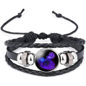 NIQIPOK Zodiac Signs Spirit Bracelet For Women Men Glow in the Dark Zodiac Leather Multilayer Adjustable Handmade Woven Wristband Bracelet Jewelry Jewelry Gift for Constellation Lover in Kuwait