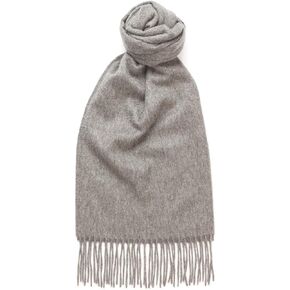 Glen Isla 100% Lambswool Scarf Plain Grey - Made In Britain, Grey, 165cm x 25cm in Saudi Arabia