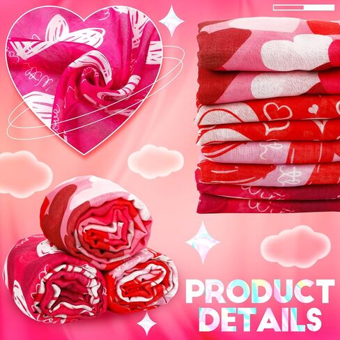4 Pcs Valentine's Day Scarf for Women White Pink and Red Patterns Loving Heart Print Scarf for Holiday Gifts Outfits Accessories in Saudi Arabia