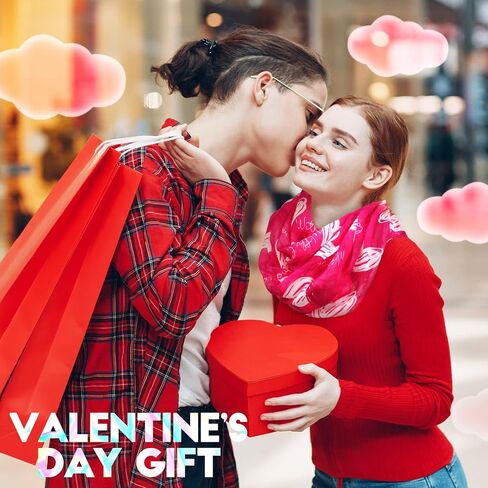 4 Pcs Valentine's Day Scarf for Women White Pink and Red Patterns Loving Heart Print Scarf for Holiday Gifts Outfits Accessories in Saudi Arabia