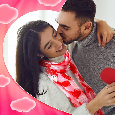 4 Pcs Valentine's Day Scarf for Women White Pink and Red Patterns Loving Heart Print Scarf for Holiday Gifts Outfits Accessories in Saudi Arabia