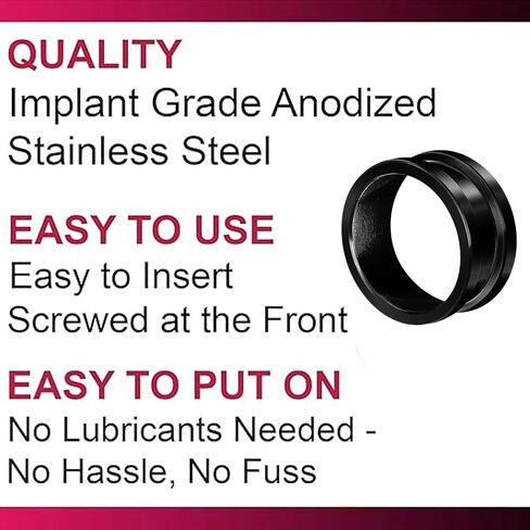 bodyjewellery Black Coated Surgical steel Flesh Tunnels Ear Plugs Ear Stretching 2Pcs in Saudi Arabia