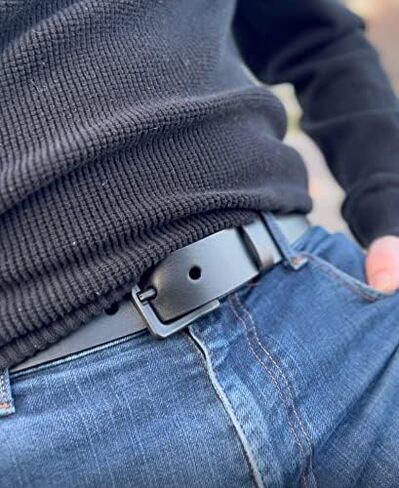 Beep Free 1 3/8" Italian Leather Belt | Airport Friendly | Metal Free in Saudi Arabia