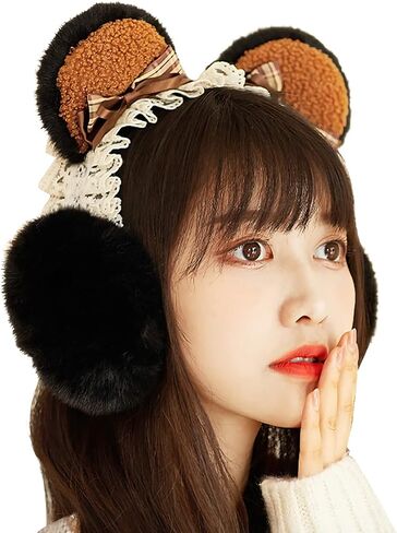 MioCloth Bear Ear Earmuff for Women Girls Foldable Headband Cold Weather Outdoor Ear Cover Winter Accessories Animal Costume in Saudi Arabia