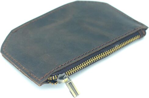 JJNUSA Genuine Leather Zipper Coin Purse for Men, Credit Card Case Holder, Mens Tray Purses Coin Purse Cash Change Wallet Car Case Holder Money Pouch (Flower Brown) in Kuwait