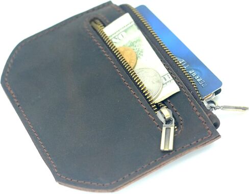 JJNUSA Genuine Leather Zipper Coin Purse for Men, Credit Card Case Holder, Mens Tray Purses Coin Purse Cash Change Wallet Car Case Holder Money Pouch (Flower Brown) in Kuwait