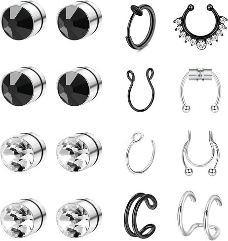 Florideco 16 قطعة حلقة الأنف وهمية حلقة الأنف وهمية هوب حلقة الأنف وهمية مسمار ثقب الأنف وهمية أقراط وهمية للنساء الرجال in Kuwait