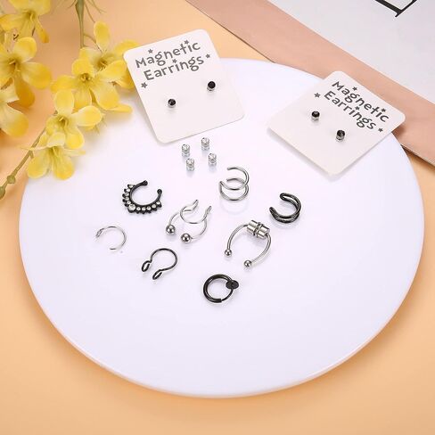 Florideco 16 قطعة حلقة الأنف وهمية حلقة الأنف وهمية هوب حلقة الأنف وهمية مسمار ثقب الأنف وهمية أقراط وهمية للنساء الرجال in Kuwait