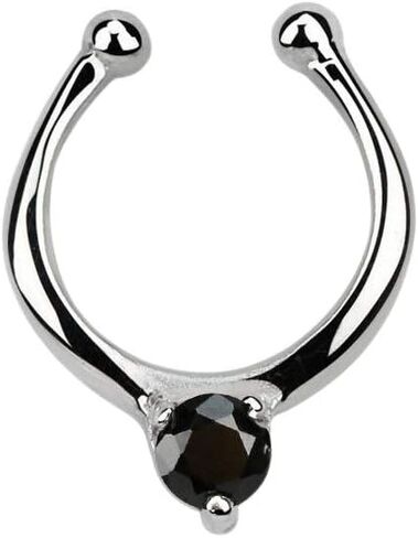 Pierced Owl - 18G Sterling Silver CZ Crystal Center Clip On Non-Piercing Septum Ring in Saudi Arabia