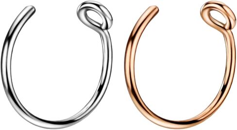 No Piercing Needed - Fake Nose Ring, 20G Faux Piercing Jewelry 6mm 8mm 10mm Fake Nose Ring Hoop for Faux Lip Septum Nose Ring Set of 2 Fake Clip On Nose Ring 20g Fake Nose Piercing Faux Piercing Hoops in Saudi Arabia
