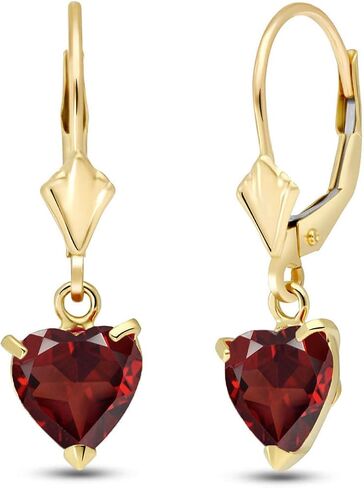 Galaxy Gold GG 14K Gold Jewelry Set - Necklace and Earrings w/Natural Heart-shaped Garnets in Saudi Arabia