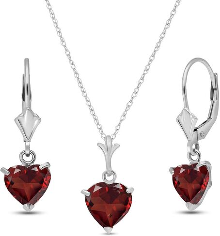 Galaxy Gold GG 14K Gold Jewelry Set - Necklace and Earrings w/Natural Heart-shaped Garnets in Saudi Arabia