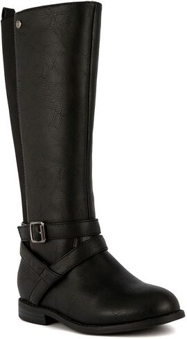 LONDON FOG Girls Brooke Knee High Fashion Boot Zip Up Boot With Fashion Buckle in Saudi Arabia