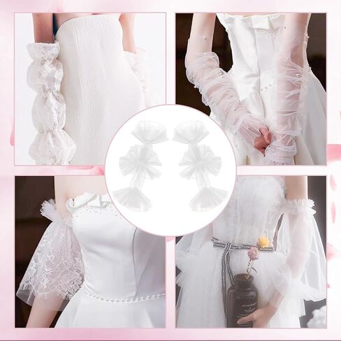 BENECREAT 1 Pair Removable Puff Sleeves for Wedding Dress, 28.5cm Long Ivory Spandex Cuff Silky for Wedding, Opera, Banquets and Party, 8mm Thick in Saudi Arabia